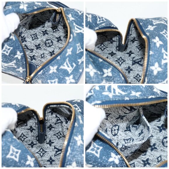 LOUIS VUITTON Monogram Denim Square bag Hand Bag Blue - Picture 15 of 16